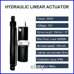 10 Stroke Hydraulic Linear Actuator Heavy Duty 3200lbs Max Lift 12V DC Motor