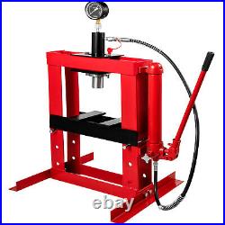 10 Ton Hydraulic Shop Press Floor Stand Jack 178mm Stroke Heavy Duty With Gauge