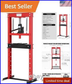 12 Ton Heavy-Duty Hydraulic Press for Auto Bending & Stamping, Adjustable Red 12 Ton Heavy-Duty Hydraulic Press for Auto Bending & Stamping, Adjustable Red