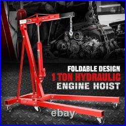 1 Ton Heavy-Duty Hydraulic Engine Hoist Folding Cherry Picker Shop Crane Lift