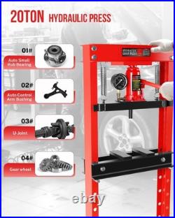 20 Ton Heavy Duty Hydraulic Shop Press With Stamping Plates & Pressure ...