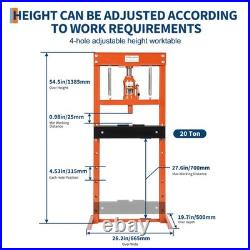 20 Ton Hydraulic Shop Press, Heavy Duty H-Frame Garage Floor Shop Press withPlates