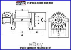 22000lb Warrior Hydraulic Winch JP Series with Tensioner Heavy Duty Commercial