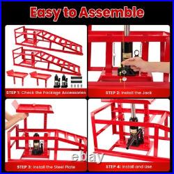 2PCS 5T 11060lbs Hydraulic Car Ramps, Heavy Duty Hydraulic Vehicle Ramps