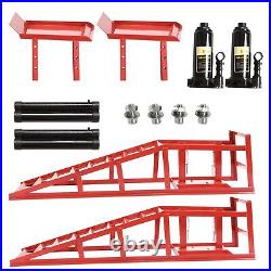 2PCS Auto Car Truck Service Ramps Lifts, 10000lbs Heavy Duty Hydraulic Car Ramps