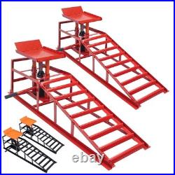 2Pcs Heavy Duty Auto Car Truck Service Ramps Lifts Hydraulic Lift 5 Ton Jack USA