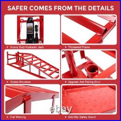 2Pcs Heavy Duty Auto Car Truck Service Ramps Lifts Hydraulic Lift 5 Ton Jack USA