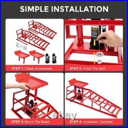 2Pcs Heavy Duty Auto Car Truck Service Ramps Lifts Hydraulic Lift 5 Ton Jack USA