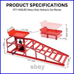 2Pcs Heavy Duty Auto Car Truck Service Ramps Lifts Hydraulic Lift 5 Ton Jack USA
