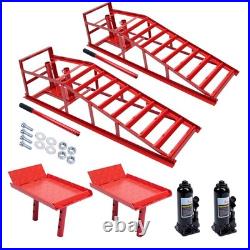 2Pcs Heavy Duty Auto Car Truck Service Ramps Lifts Hydraulic Lift 5 Ton Jack USA