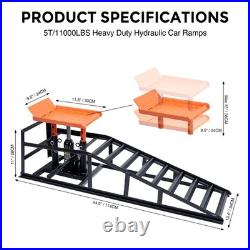 2Pcs Heavy Duty Auto Car Truck Service Ramps Lifts Hydraulic Lift 5 Ton Jack USA