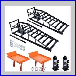 2Pcs Heavy Duty Auto Car Truck Service Ramps Lifts Hydraulic Lift 5 Ton Jack USA