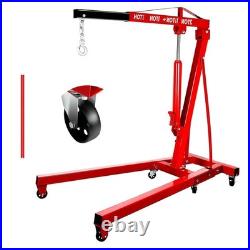 2T/4400lbs Engine Hoist Heavy Duty Folding Hydraulic Engine Crane Lifter withLever