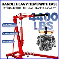 2T/4400lbs Engine Hoist Heavy Duty Folding Hydraulic Engine Crane Lifter withLever
