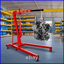 2T/4400lbs Engine Hoist Heavy Duty Folding Hydraulic Engine Crane Lifter withLever