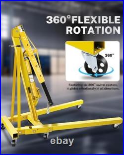 2Ton Folding Engine Hoist with Lever Hydraulic Shop Crane Heavy-Duty Cherry Picker