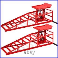 2 Pair Auto Car Service Ramps Lifts Heavy Duty Hydraulic Lift Repair Frame Red