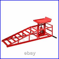 2 Pair Auto Car Service Ramps Lifts Heavy Duty Hydraulic Lift Repair Frame Red