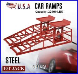2 Pcs Heavy Duty Auto Car Truck Service Ramps Lifts Hydraulic Lift 5 ton jack