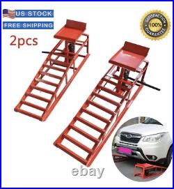 2 Pcs Heavy Duty Auto Car Truck Service Ramps Lifts Hydraulic Lift 5 ton jack
