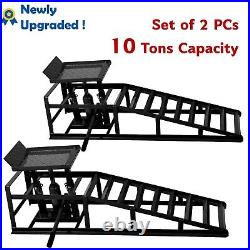 2 Pcs Heavy Duty Car Truck Service Ramps Lifts Hydraulic Lift Frame 10 Tons, Blk