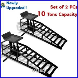 2 Pcs Heavy Duty Car Truck Service Ramps Lifts Hydraulic Lift Frame 10 Tons, Blk