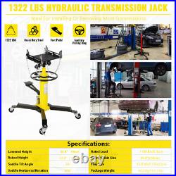2-Plunger Transmission Jack 1322 lbs Hydraulic High Lift Vertical Telescopic 2-Plunger Transmission Jack 1322 lbs Hydraulic High Lift Vertical Telescopic