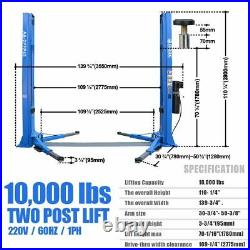 2-Post Lift Car Auto Truck Hoist 220V Floor Plate Auto Ramp 10,000 LB Capacity