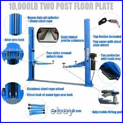 2-Post Lift Car Auto Truck Hoist 220V Floor Plate Auto Ramp 10,000 LB Capacity