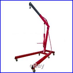 2 TON ENGINE HOIST 4000lb Heavy Duty Cherry Picker Stand with Folding Legs- Red