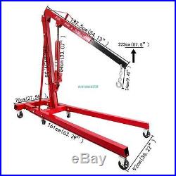 2 Ton 4400 LBS Foldable Hydraulic Engine Hoist Shop Crane Jack Lift Heavy Duty