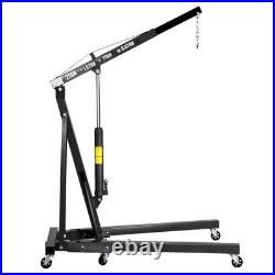 2 Ton Folding Heavy Duty Hydraulic Engine Hoist with Adjustable Arm 6 Casters