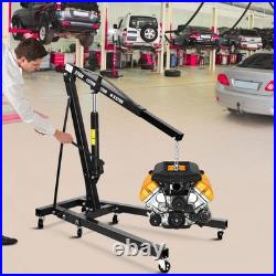 2 Ton Folding Heavy Duty Hydraulic Engine Hoist with Adjustable Arm 6 Casters