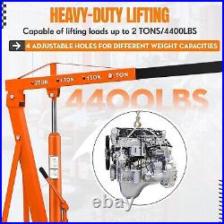 2 Ton Folding Hydraulic Engine Hoist Crane Lift 4400 LBS Capacity Heavy-Duty