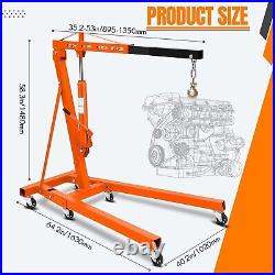 2 Ton Folding Hydraulic Engine Hoist Crane Lift 4400 LBS Capacity Heavy-Duty