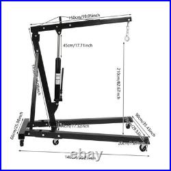 2 Ton Folding Hydraulic Engine Hoist, Engine Hoist with Wheels, Heavy Duty Steel