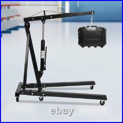 2 Ton Folding Hydraulic Engine Hoist, Engine Hoist with Wheels, Heavy Duty Steel