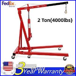 2 Ton Heavy Duty Folding Hydraulic Car Engine Hoist Crane Lift 4400 LBS Capacity