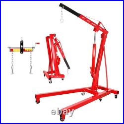 2 Ton Heavy Duty Hydraulic Engine Crane 4400lbs Folding Engine Hoist Lift Tool