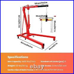 2 Ton Heavy Duty Hydraulic Engine Crane 4400lbs Folding Engine Hoist Lift Tool