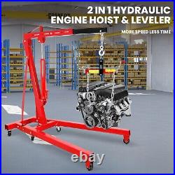 2 Ton Heavy Duty Hydraulic Engine Crane 4400lbs Folding Engine Hoist Lift Tool