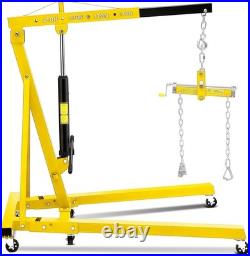 2 Ton Heavy Duty Hydraulic Engine Hoist Cherry Picker 6 Casters Carbon Steel