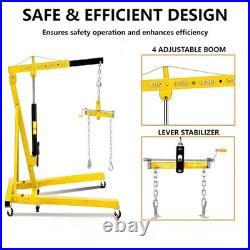2 Ton Heavy Duty Hydraulic Engine Hoist Cherry Picker 6 Casters Carbon Steel