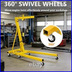 2 Ton Heavy Duty Hydraulic Engine Hoist Cherry Picker 6 Casters Carbon Steel