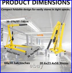 2 Ton Heavy Duty Hydraulic Engine Hoist Cherry Picker 6 Casters Carbon Steel