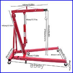 2 Ton Heavy-Duty Hydraulic Engine Hoist Folding Cherry Picker Shop Crane Lift