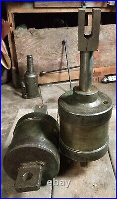 2 VINTAGE Heavy Duty Brass Hydraulic Cylinders 4 1/4 diameter
