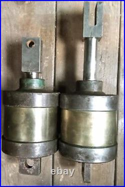 2 VINTAGE Heavy Duty Brass Hydraulic Cylinders 4 1/4 diameter