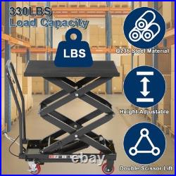 330Lbs Capacity Heavy Duty Hydraulic Lift Table Cart Double Scissor Lift Table