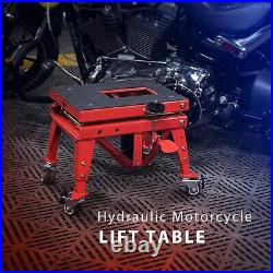 350 Lbs Heavy Duty Hydraulic Motorcycle Lift Jack Table with 4 Wheels